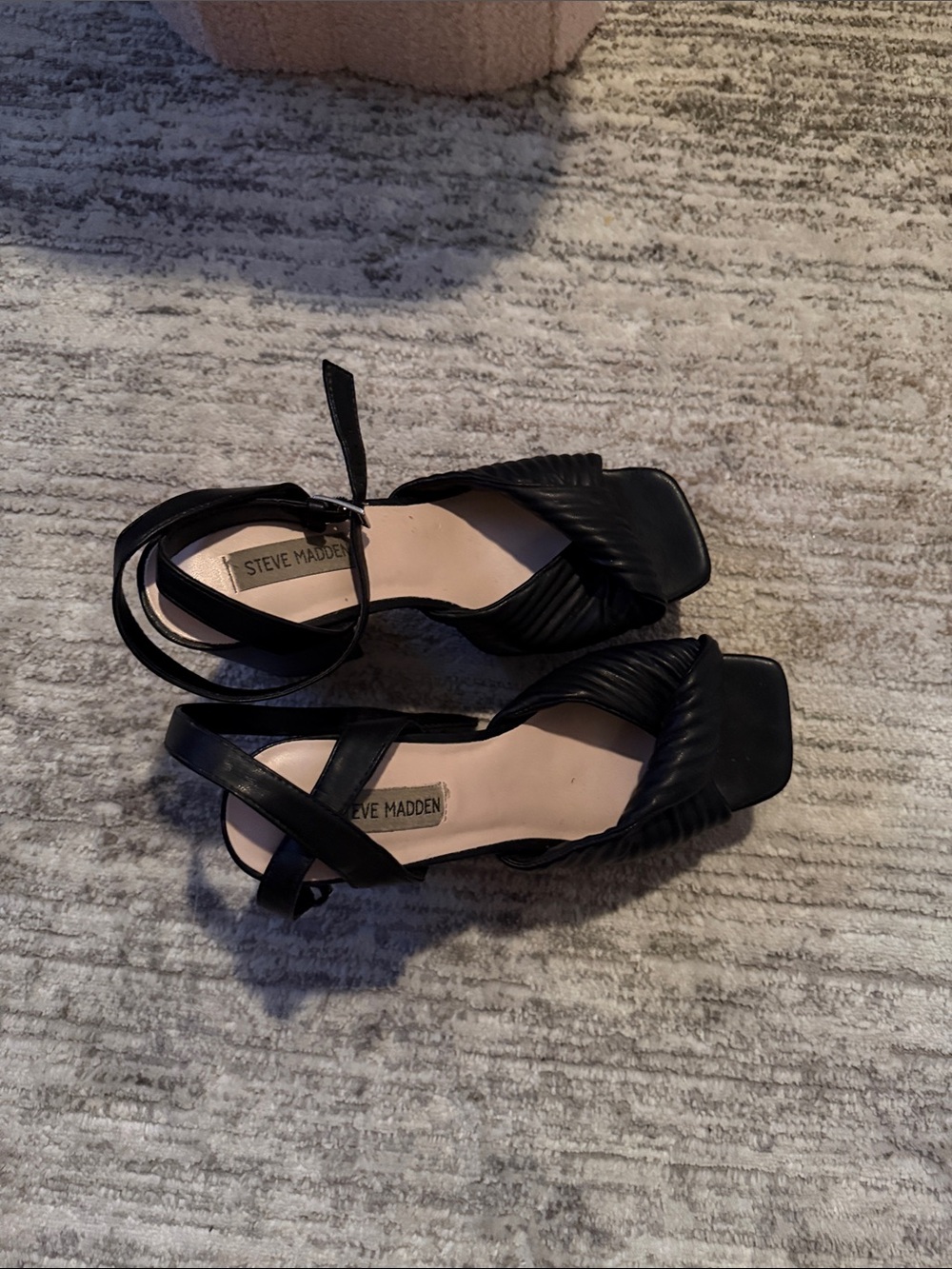 Steve Madden Black Strappy Square-Toe Heels